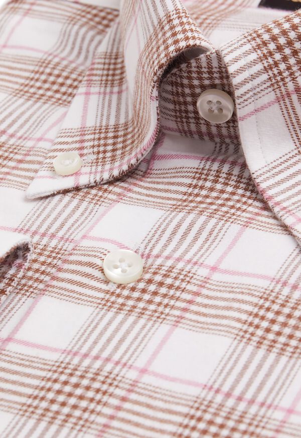 Paul Stuart Plaid Flannel on Cream Ground Brown / Pink | NZ_PAUL24347