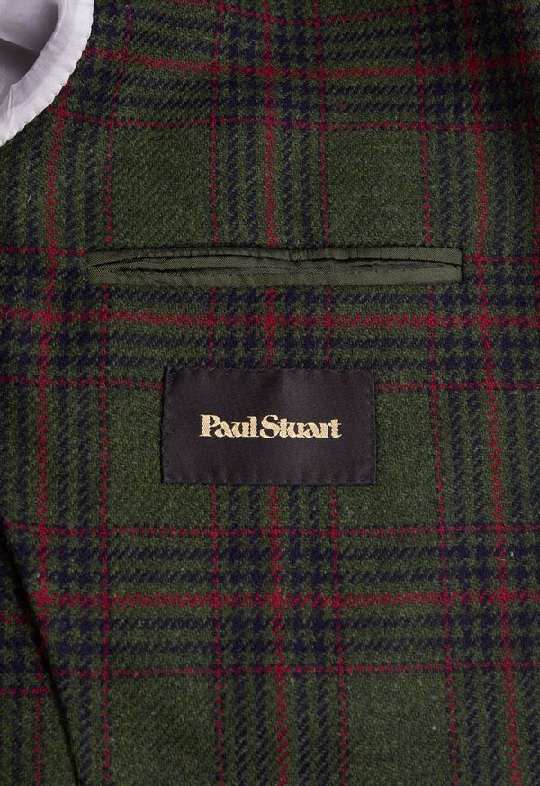 Paul Stuart Plaid Wool Soft Constructed Green / Red | NZ_PAUL85444