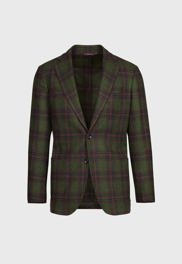 Paul Stuart Plaid Wool Soft Constructed Green / Red | NZ_PAUL85444