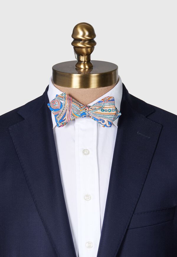 Paul Stuart Printed Habotai Silk Paisley Bow Royal | NZ_PAUL86467