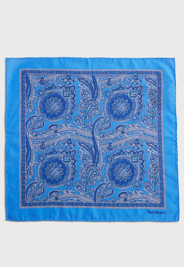 Paul Stuart Printed Habotai Silk Paisley Light Blue | NZ_PAUL94309