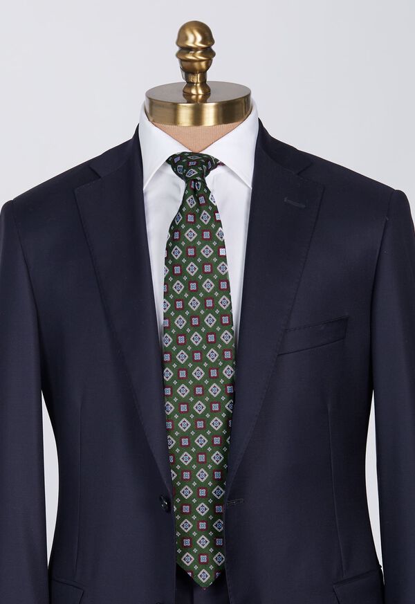 Paul Stuart Printed Linen Medallion Green | NZ_PAUL85067