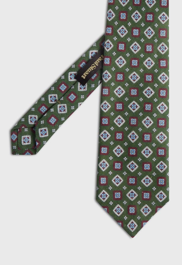 Paul Stuart Printed Linen Medallion Green | NZ_PAUL85067