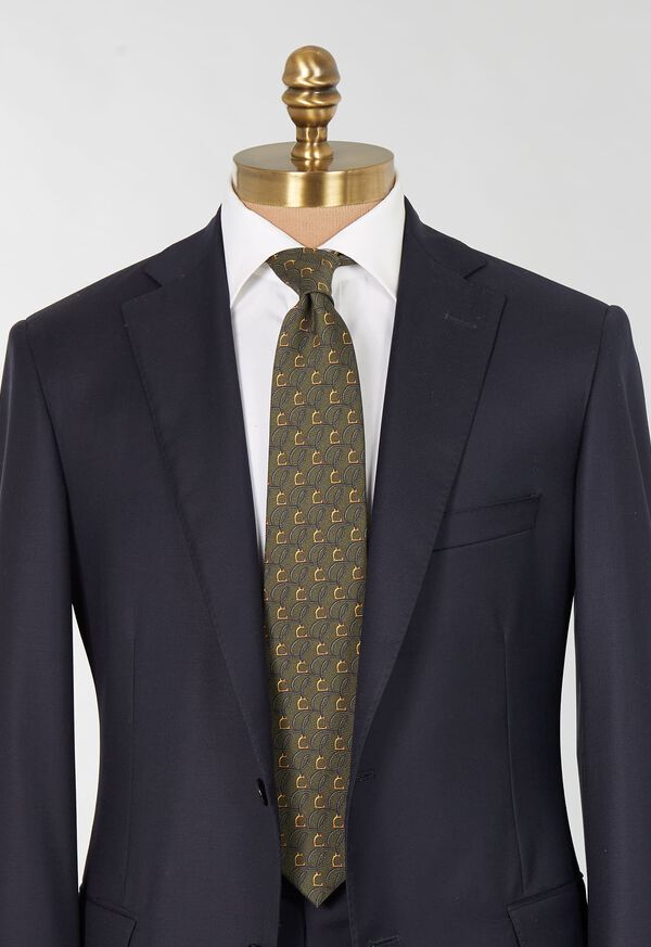 Paul Stuart Printed Silk Belts and Bits Olive | NZ_PAUL33730