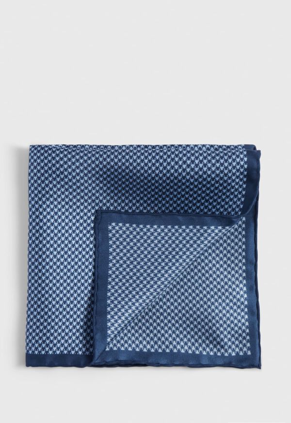 Paul Stuart Printed Silk Houndstooth Navy | NZ_PAUL19265