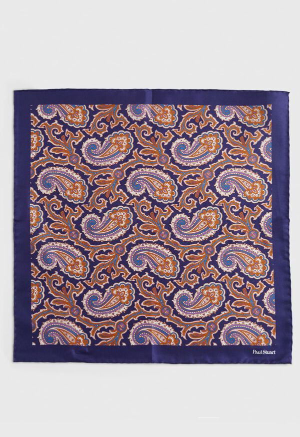 Paul Stuart Printed Silk Paisley Navy | NZ_PAUL17048
