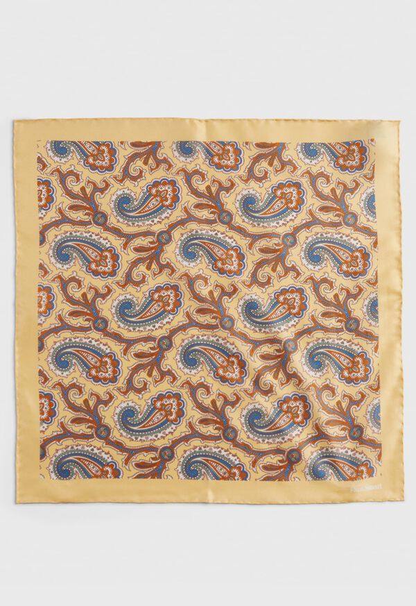 Paul Stuart Printed Silk Paisley Yellow | NZ_PAUL23689