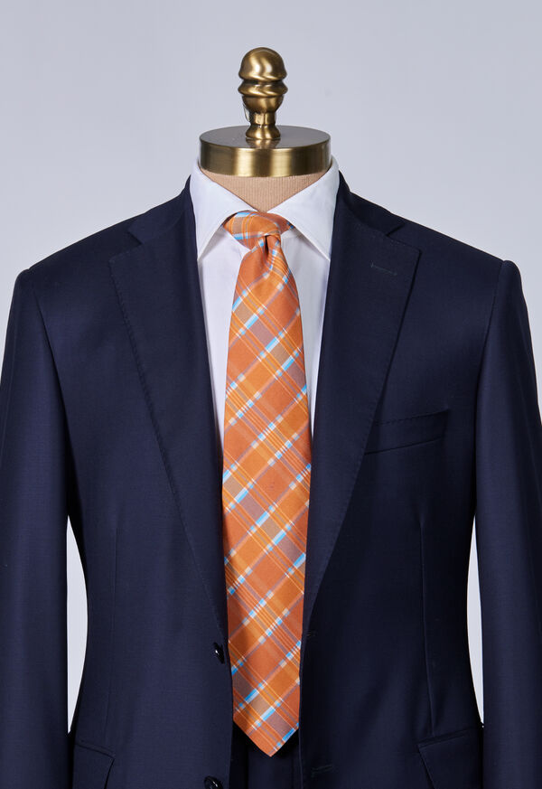 Paul Stuart Printed Silk Plaid Red | NZ_PAUL35979