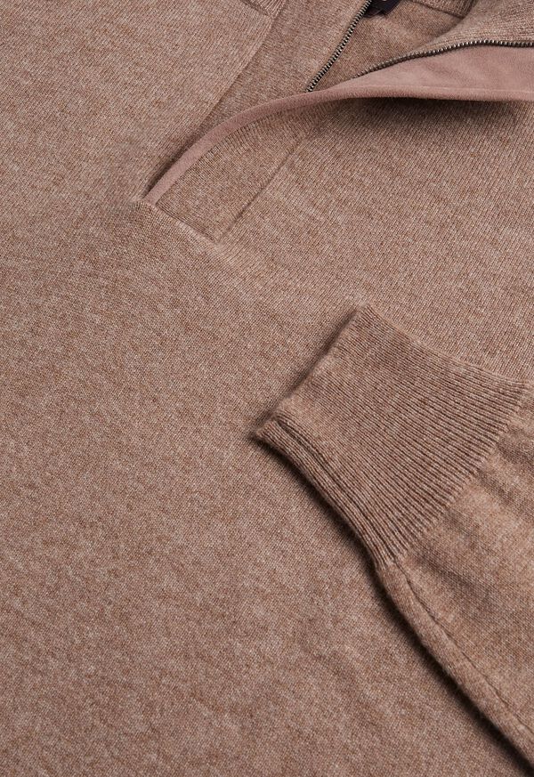 Paul Stuart Quarter Zip with Suede Trim Brown | NZ_PAUL22181