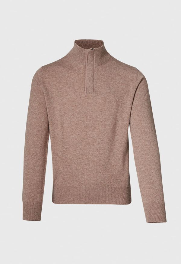 Paul Stuart Quarter Zip with Suede Trim Brown | NZ_PAUL22181