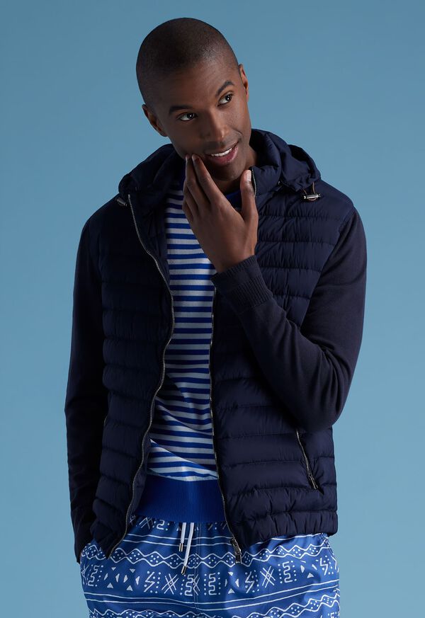 Paul Stuart Quilted Jacket with Hood Navy | NZ_PAUL28759