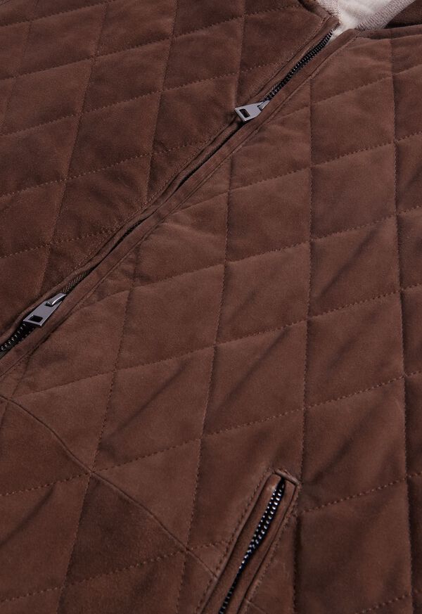 Paul Stuart Quilted Suede Grey Brown | NZ_PAUL49152