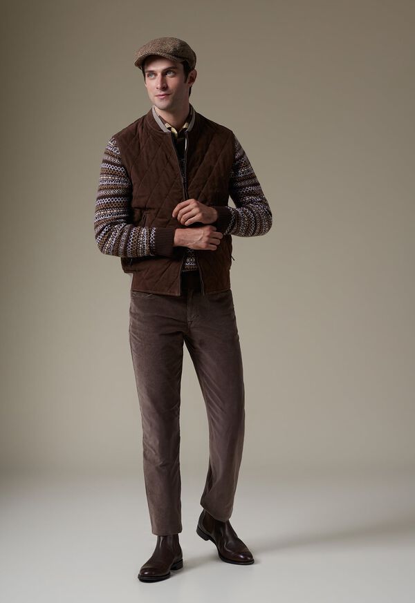 Paul Stuart Quilted Suede Grey Brown | NZ_PAUL49152