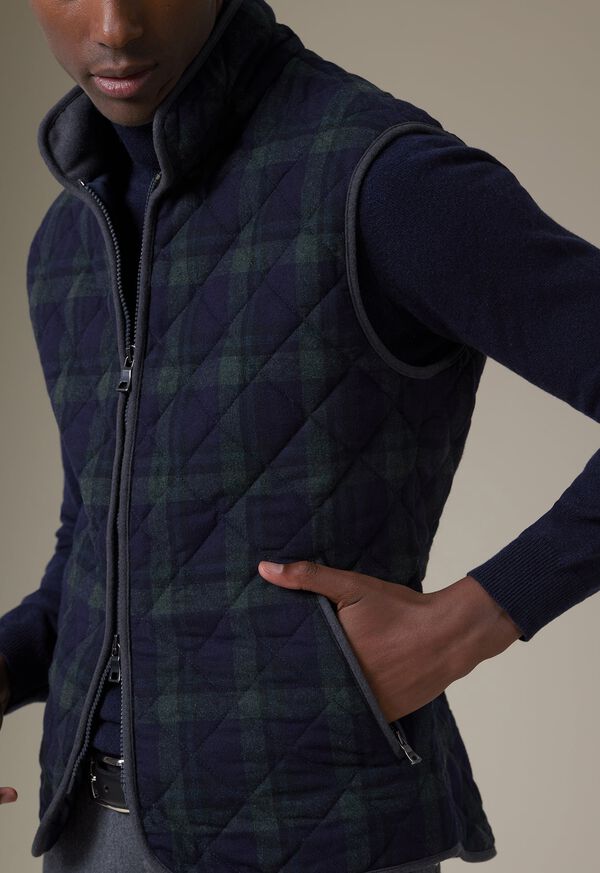 Paul Stuart Quilted Wool Plaid Navy / Green | NZ_PAUL84724