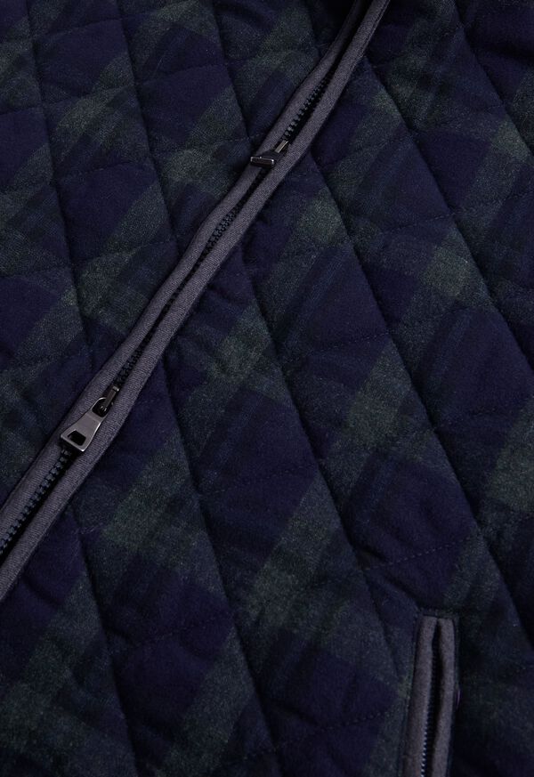 Paul Stuart Quilted Wool Plaid Navy / Green | NZ_PAUL84724