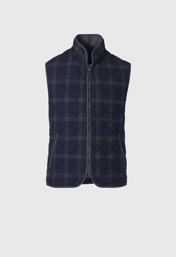 Paul Stuart Quilted Wool Plaid Navy / Green | NZ_PAUL84724