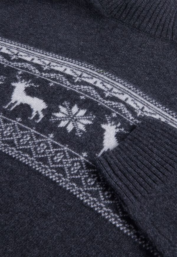 Paul Stuart Reindeer & Snowflake Turtleneck Grey | NZ_PAUL62346