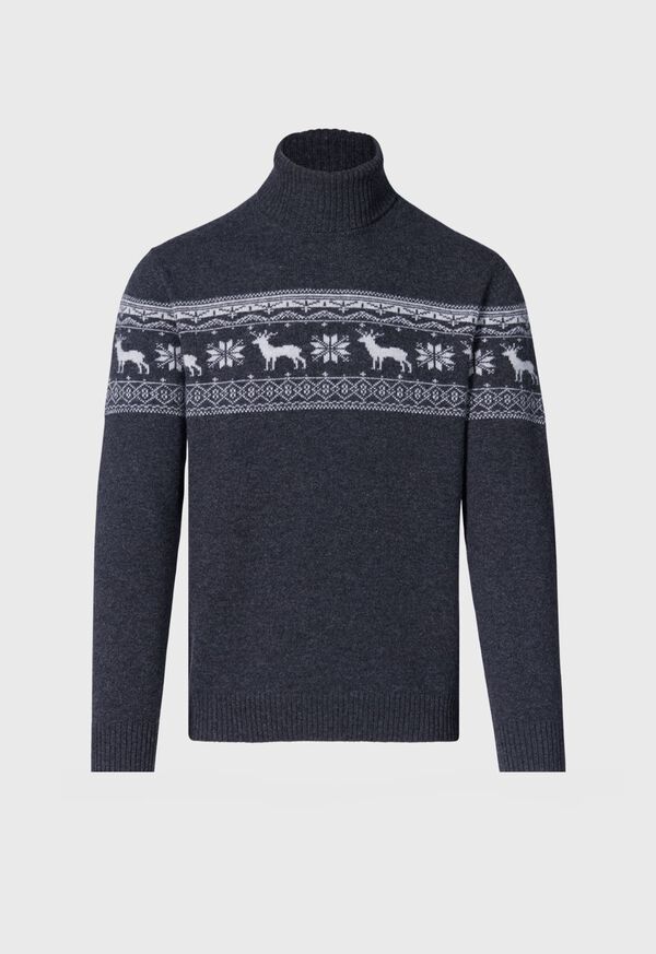 Paul Stuart Reindeer & Snowflake Turtleneck Grey | NZ_PAUL62346