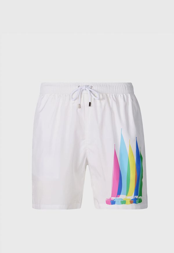Paul Stuart Sailboat Swim Trunk White / Multicolor | NZ_PAUL84775