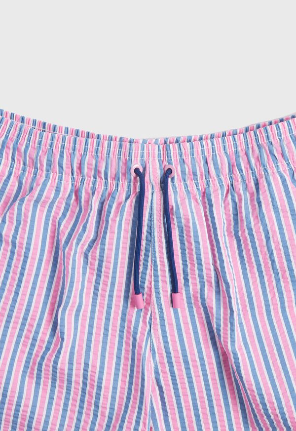 Paul Stuart Seersucker Swim Trunk Pink / Blue | NZ_PAUL67122