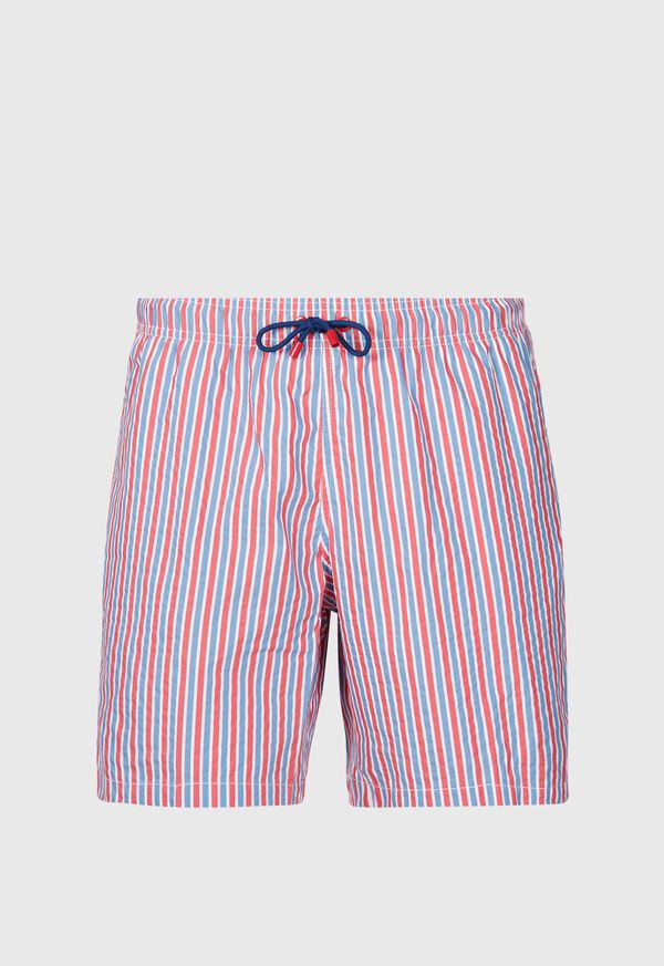 Paul Stuart Seersucker Swim Trunk Red / Blue | NZ_PAUL76056