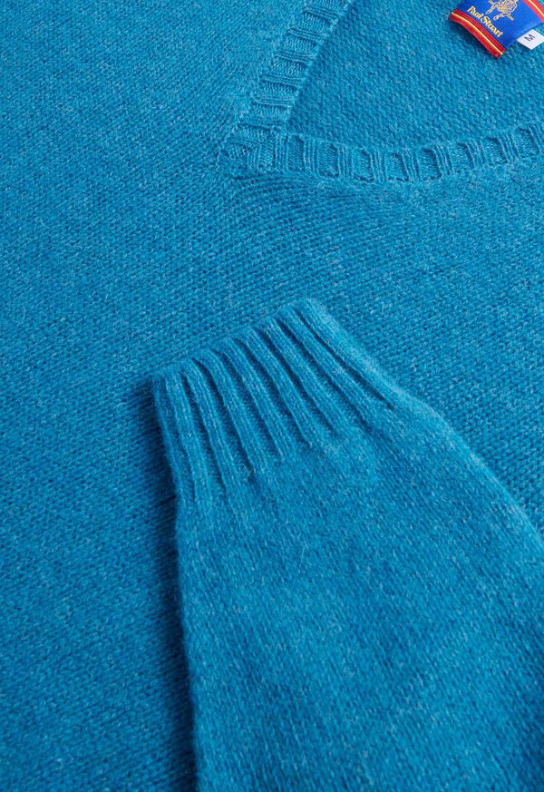 Paul Stuart Shetland Wool V-Neck Blue | NZ_PAUL62611