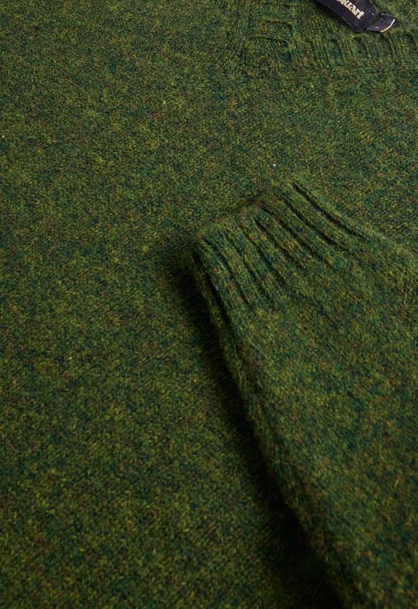 Paul Stuart Shetland Wool V-Neck Green | NZ_PAUL83298