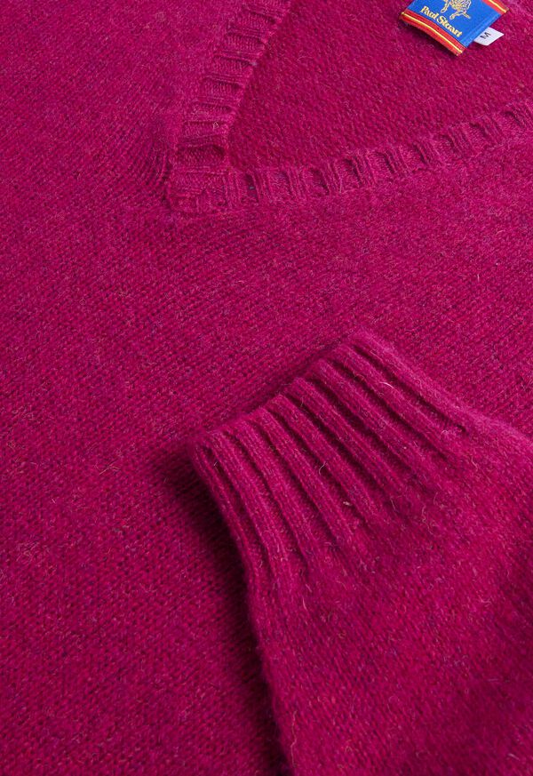 Paul Stuart Shetland Wool V-Neck Red | NZ_PAUL22098