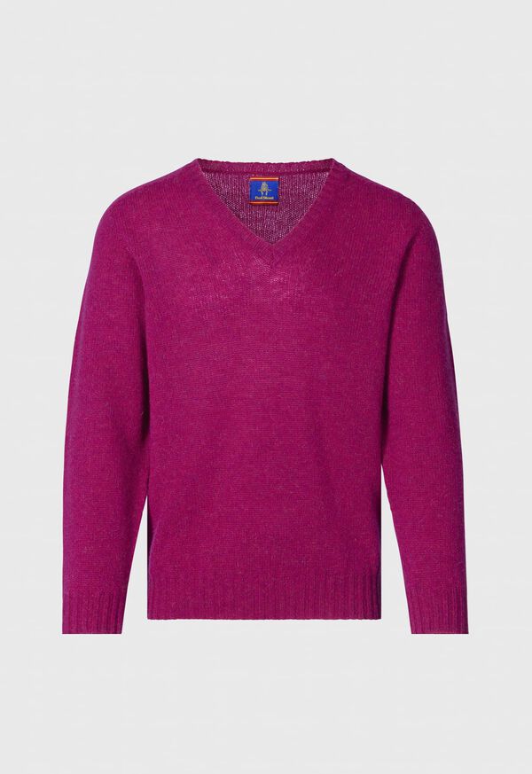 Paul Stuart Shetland Wool V-Neck Red | NZ_PAUL22098