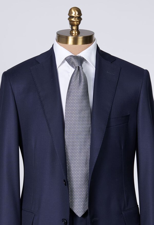 Paul Stuart Silk Jacquard Deco Rings Navy | NZ_PAUL32530