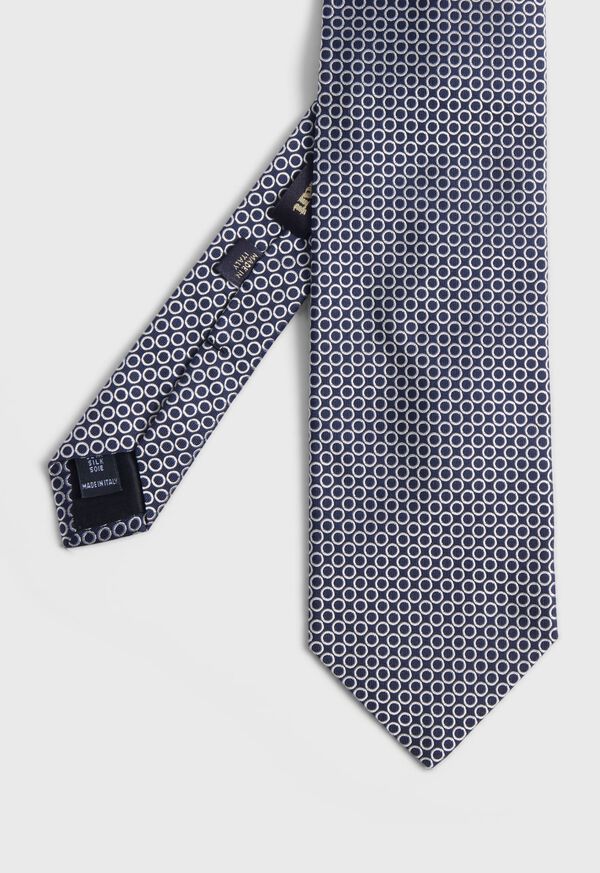 Paul Stuart Silk Jacquard Deco Rings Navy | NZ_PAUL32530