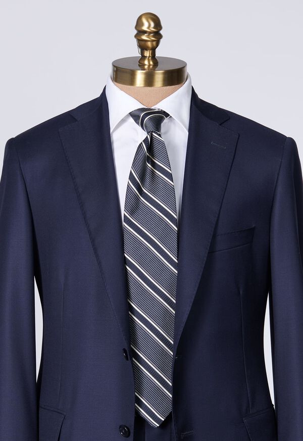Paul Stuart Silk Jacquard Macclesfield Stripe Black | NZ_PAUL12605
