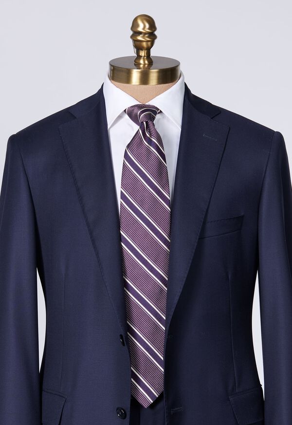 Paul Stuart Silk Jacquard Macclesfield Stripe Purple | NZ_PAUL89388
