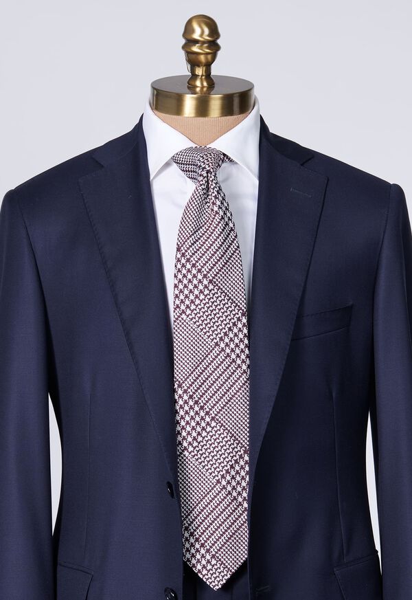 Paul Stuart Silk Jacquard Plaid Burgundy | NZ_PAUL44104