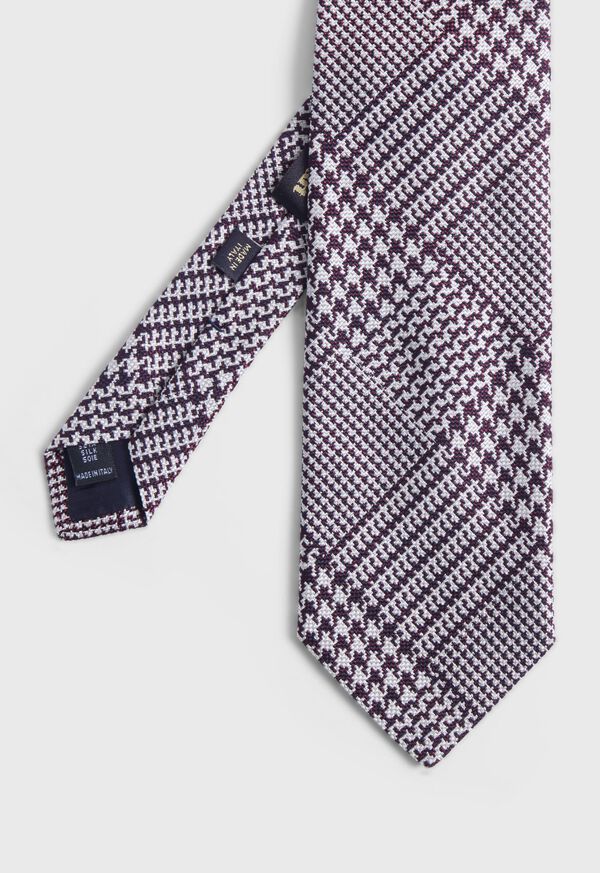 Paul Stuart Silk Jacquard Plaid Burgundy | NZ_PAUL44104