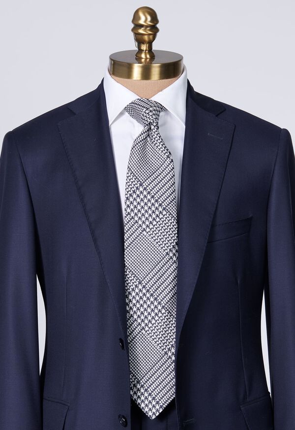 Paul Stuart Silk Jacquard Plaid Silver | NZ_PAUL34048