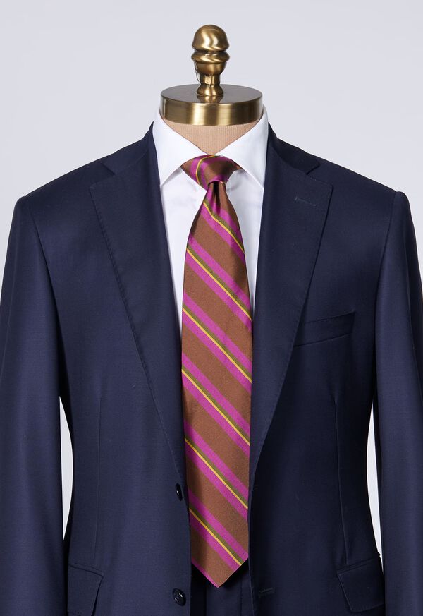Paul Stuart Silk Mogador Stripe Brown | NZ_PAUL35558