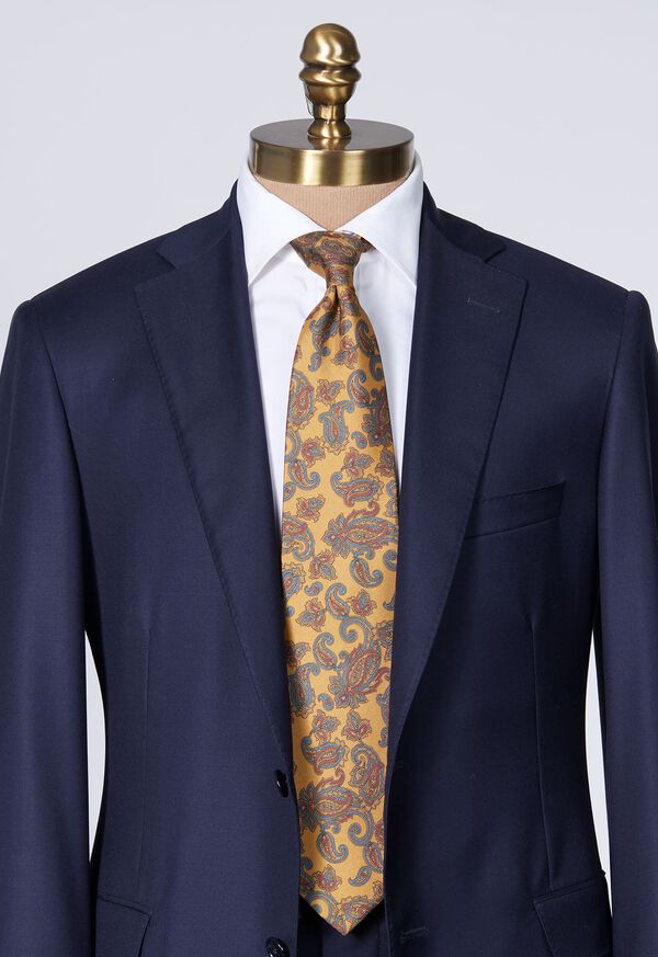 Paul Stuart Silk Paisley Print Gold | NZ_PAUL88004