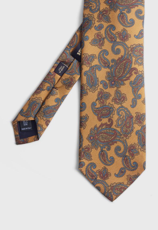 Paul Stuart Silk Paisley Print Gold | NZ_PAUL89082