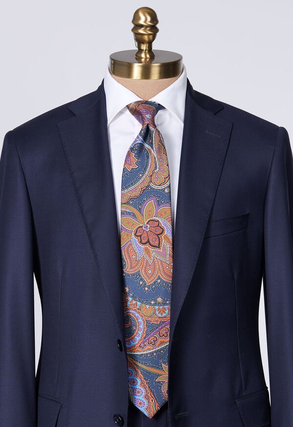 Paul Stuart Silk Paisley Print Navy | NZ_PAUL33537