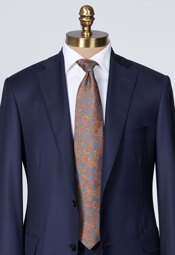 Paul Stuart Silk Paisley Print Navy | NZ_PAUL33537