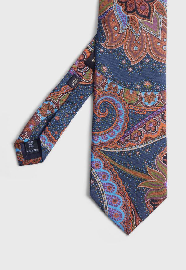 Paul Stuart Silk Paisley Print Navy | NZ_PAUL33537