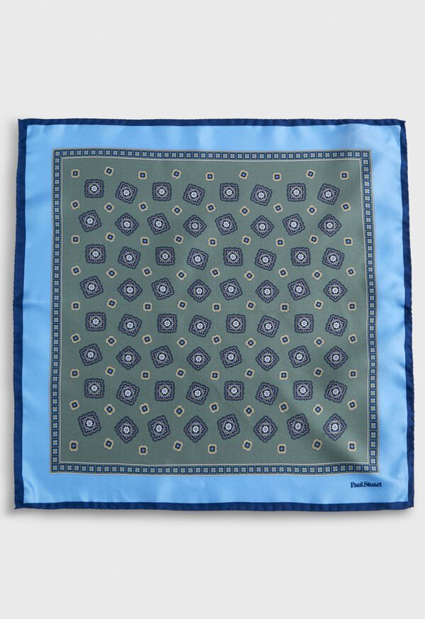 Paul Stuart Silk Tossed Medallion Olive | NZ_PAUL11152