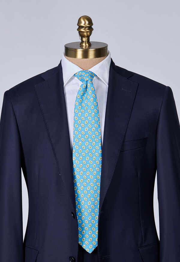 Paul Stuart Silk Tossed Oval Print Blue | NZ_PAUL51560