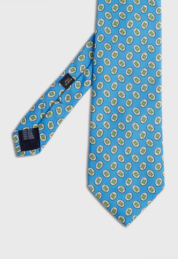 Paul Stuart Silk Tossed Oval Print Blue | NZ_PAUL51560