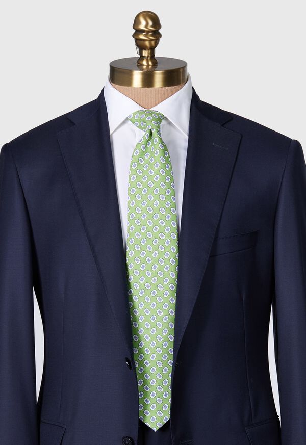 Paul Stuart Silk Tossed Oval Print Green | NZ_PAUL15469