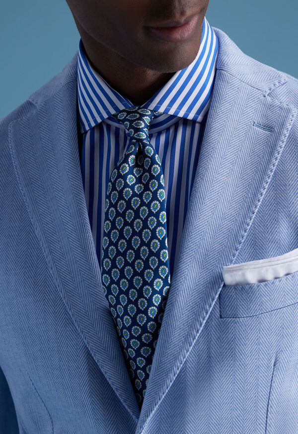 Paul Stuart Silk Twill Allover Pine Navy | NZ_PAUL42126