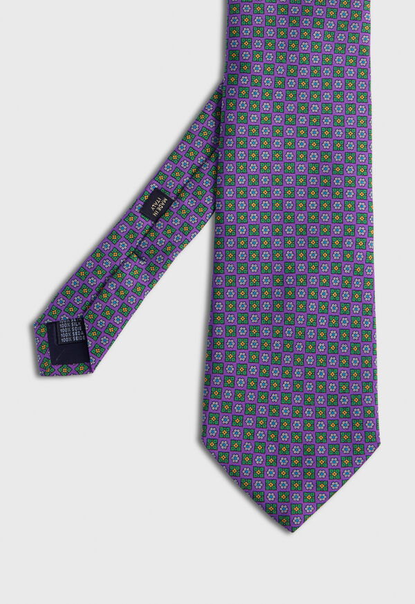 Paul Stuart Silk Twill Floral Medallion Purple | NZ_PAUL28013