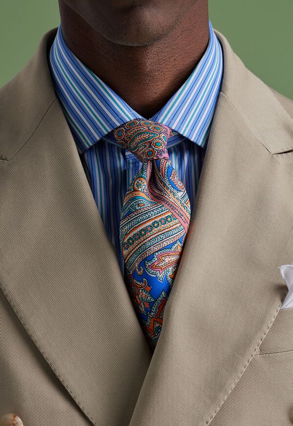Paul Stuart Silk Twill Paisley Print Indigo | NZ_PAUL58794