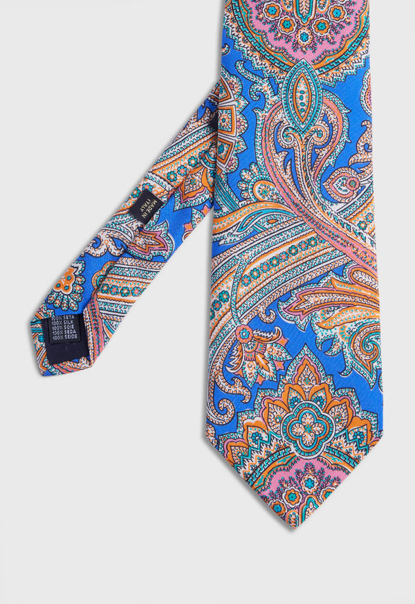 Paul Stuart Silk Twill Paisley Print Indigo | NZ_PAUL58794